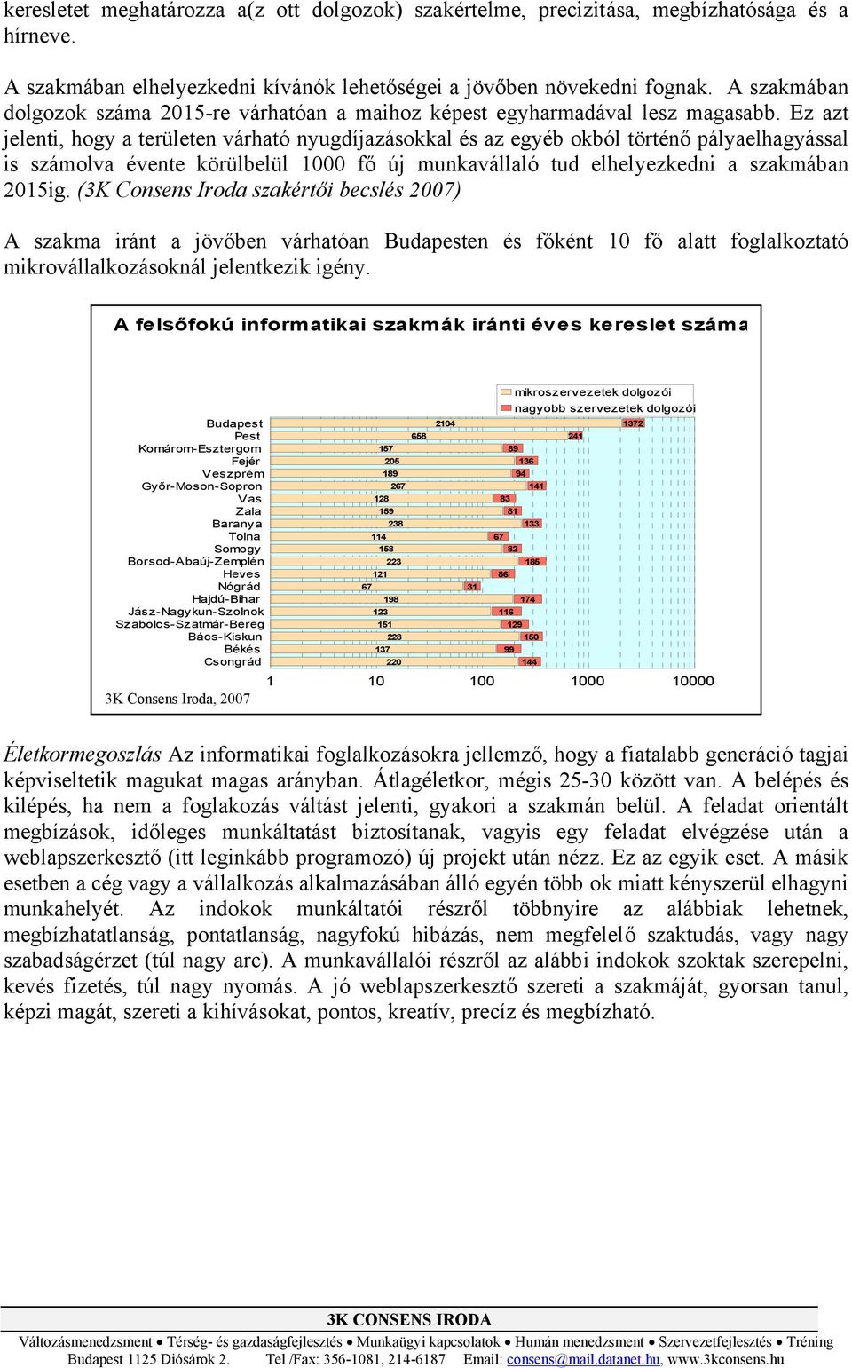 Ez azt jelenti, hogy a területen várható nyugdíjazásokkal és az egyéb okból történő pályaelhagyással is számolva évente körülbelül 1000 fő új munkavállaló tud elhelyezkedni a szakmában 2015ig.