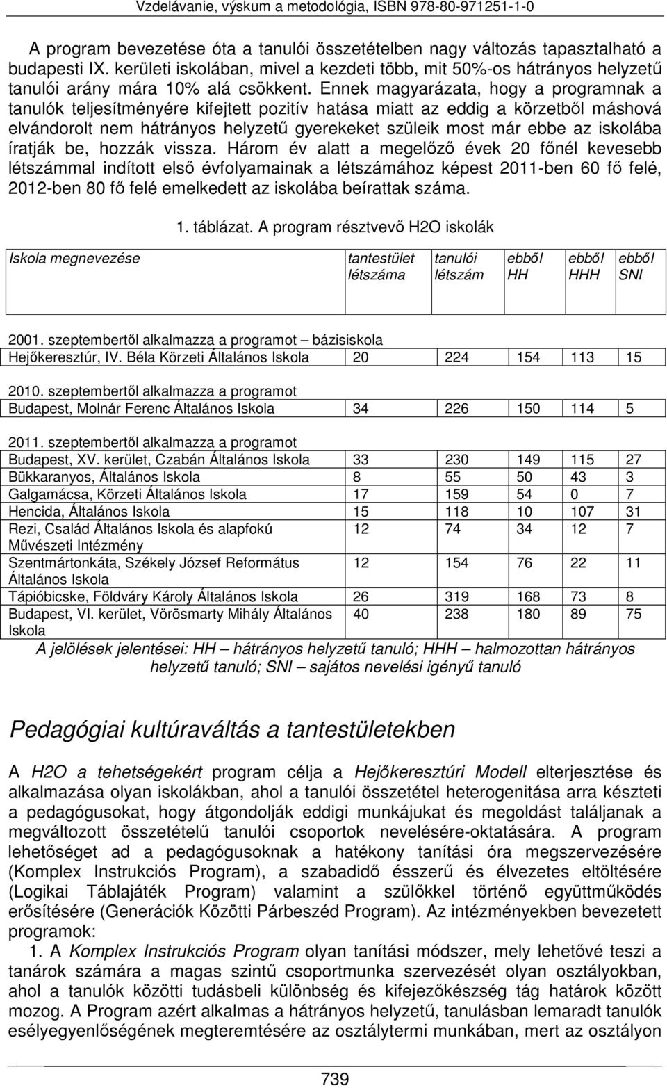 Ennek magyarázata, hogy a programnak a tanulók teljesítményére kifejtett pozitív hatása miatt az eddig a körzetből máshová elvándorolt nem hátrányos helyzetű gyerekeket szüleik most már ebbe az