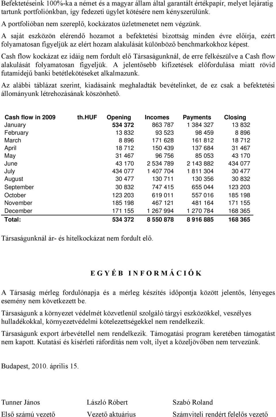 A saját eszközön elérendő hozamot a befektetési bizottság minden évre előírja, ezért folyamatosan figyeljük az elért hozam alakulását különböző benchmarkokhoz képest.