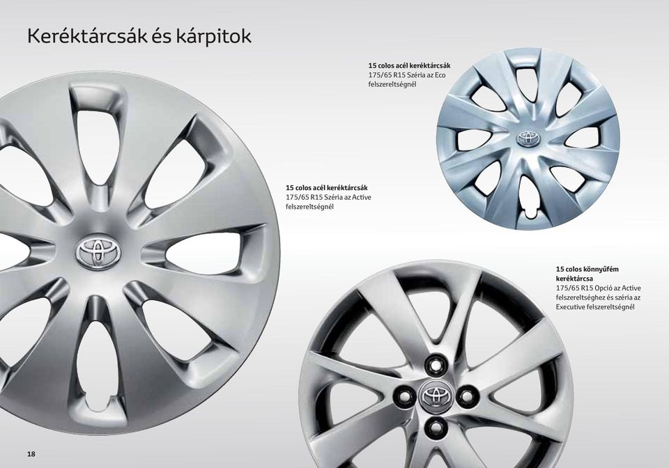 az Active felszereltségnél 15 colos könnyűfém keréktárcsa 175/65 R15