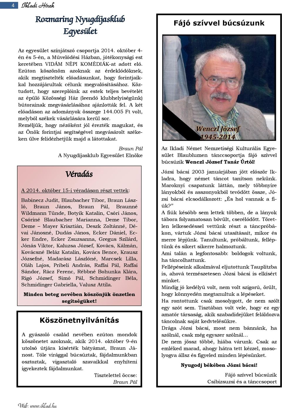 Ezúton köszönöm azoknak az érdeklődőknek, akik megtisztelték előadásunkat, hogy forintjaikkal hozzájárultak célunk megvalósításához.