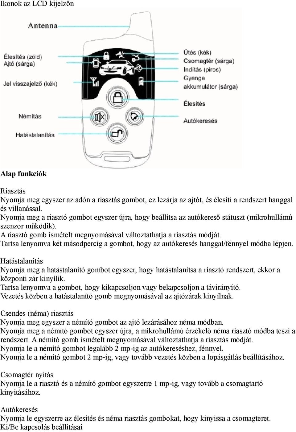 Tartsa lenyomva két másodpercig a gombot, hogy az autókeresés hanggal/fénnyel módba lépjen.