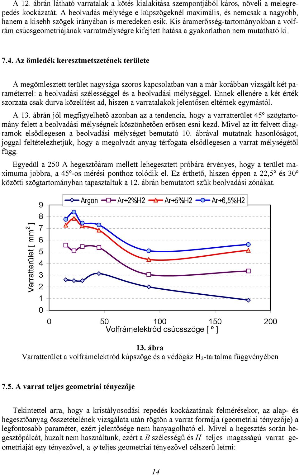 Kis áramerősség-tartományokban a volfrám csúcsgeometriájának varratmélységre kifejtett hatása a gyakorlatban nem mutatható ki. 7.4.