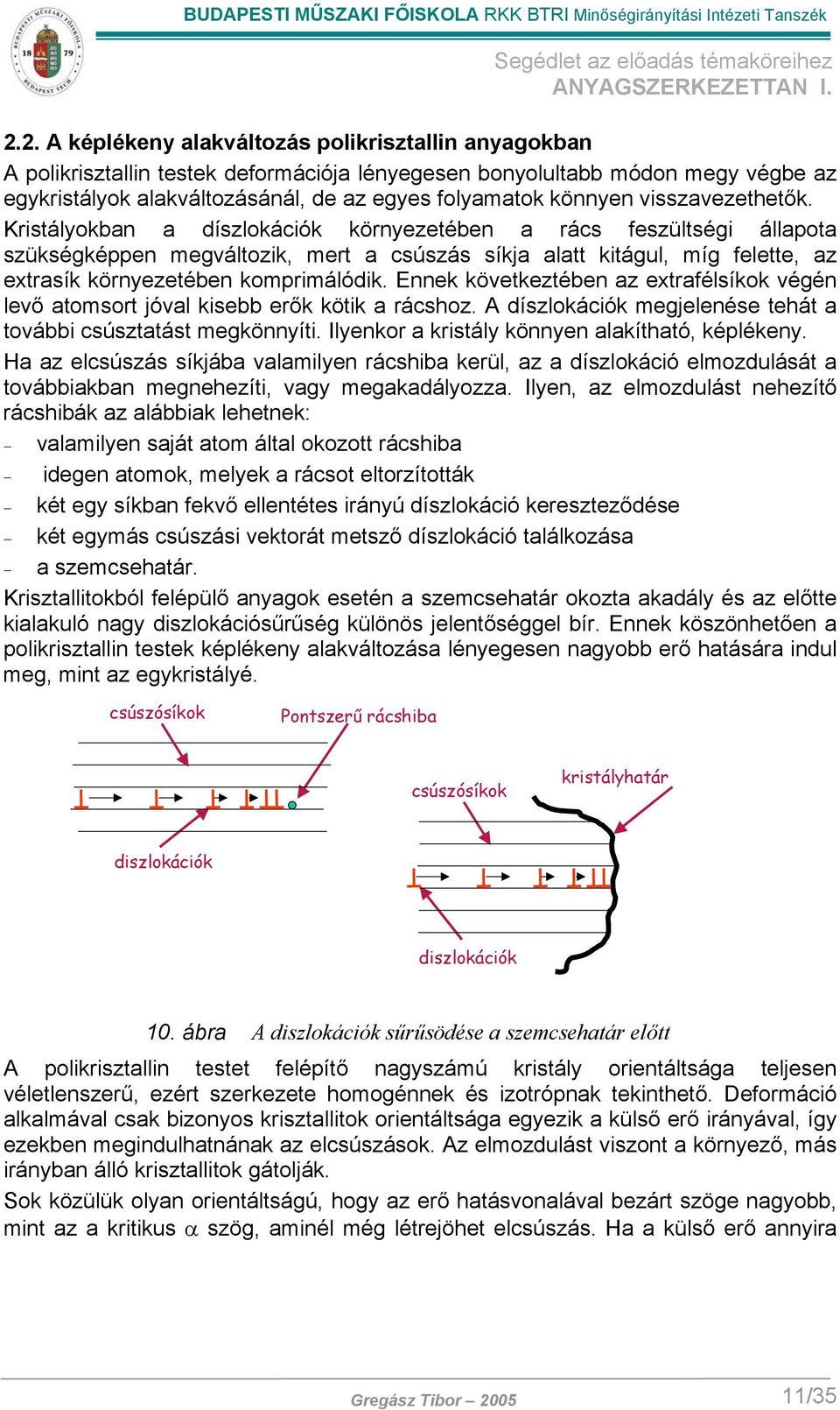 Kristályokban a díszlokációk környezetében a rács feszültségi állapota szükségképpen megváltozik, mert a csúszás síkja alatt kitágul, míg felette, az extrasík környezetében komprimálódik.