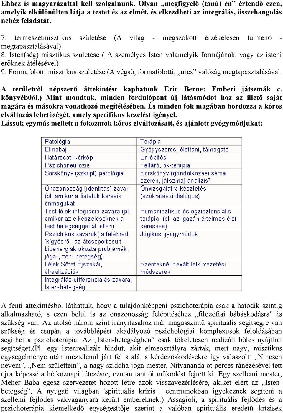 Isten(ség) misztikus születése ( A személyes Isten valamelyik formájának, vagy az isteni erőknek átélésével) 9.