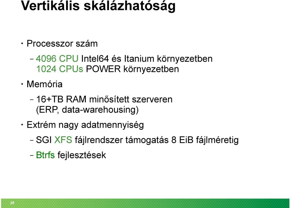 RAM minősített szerveren (ERP, data-warehousing) Extrém nagy