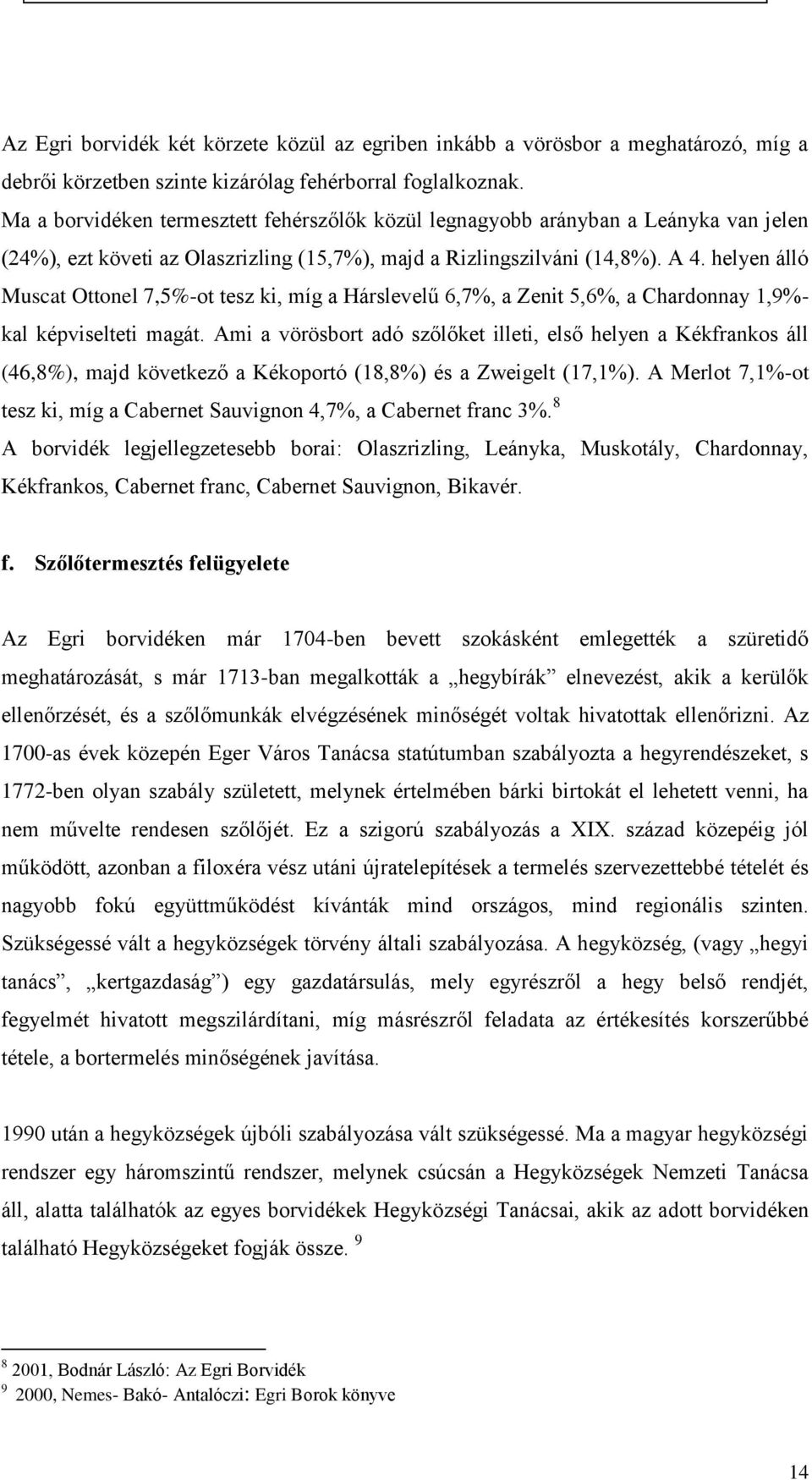 helyen álló Muscat Ottonel 7,5%-ot tesz ki, míg a Hárslevelű 6,7%, a Zenit 5,6%, a Chardonnay 1,9%- kal képviselteti magát.