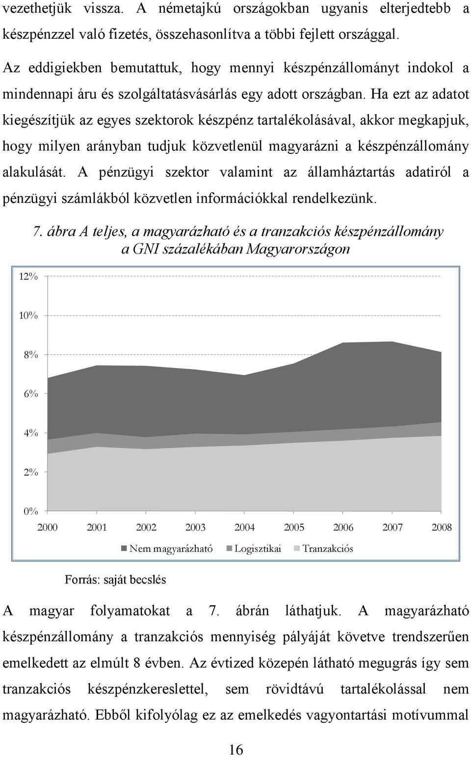 Ha ezt az adatot kiegészítjük az egyes szektorok készpénz tartalékolásával, akkor megkapjuk, hogy milyen arányban tudjuk közvetlenül magyarázni a készpénzállomány alakulását.