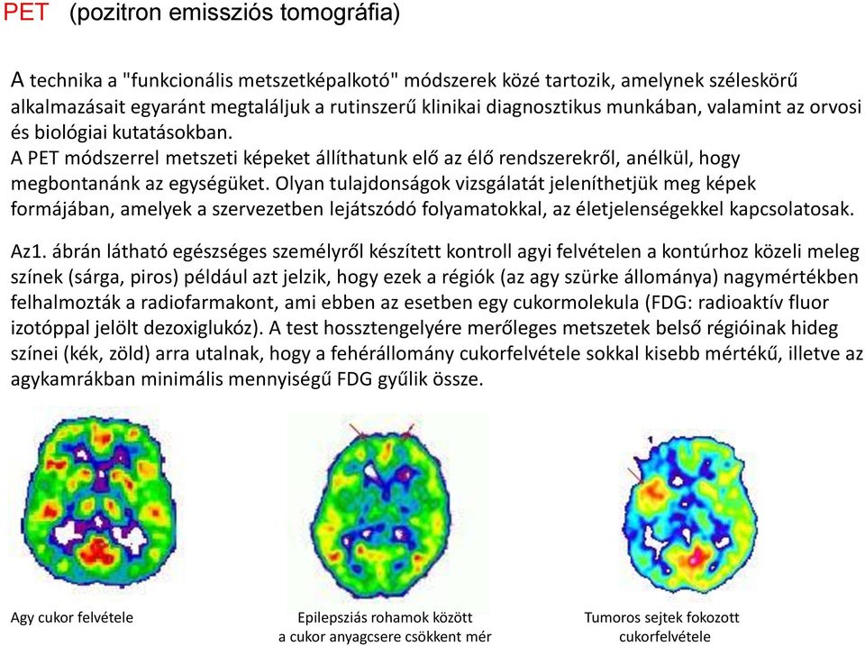 Olyan tulajdonságok vizsgálatát jeleníthetjük meg képek formájában, amelyek a szervezetben lejátszódó folyamatokkal, az életjelenségekkel kapcsolatosak. Az1.