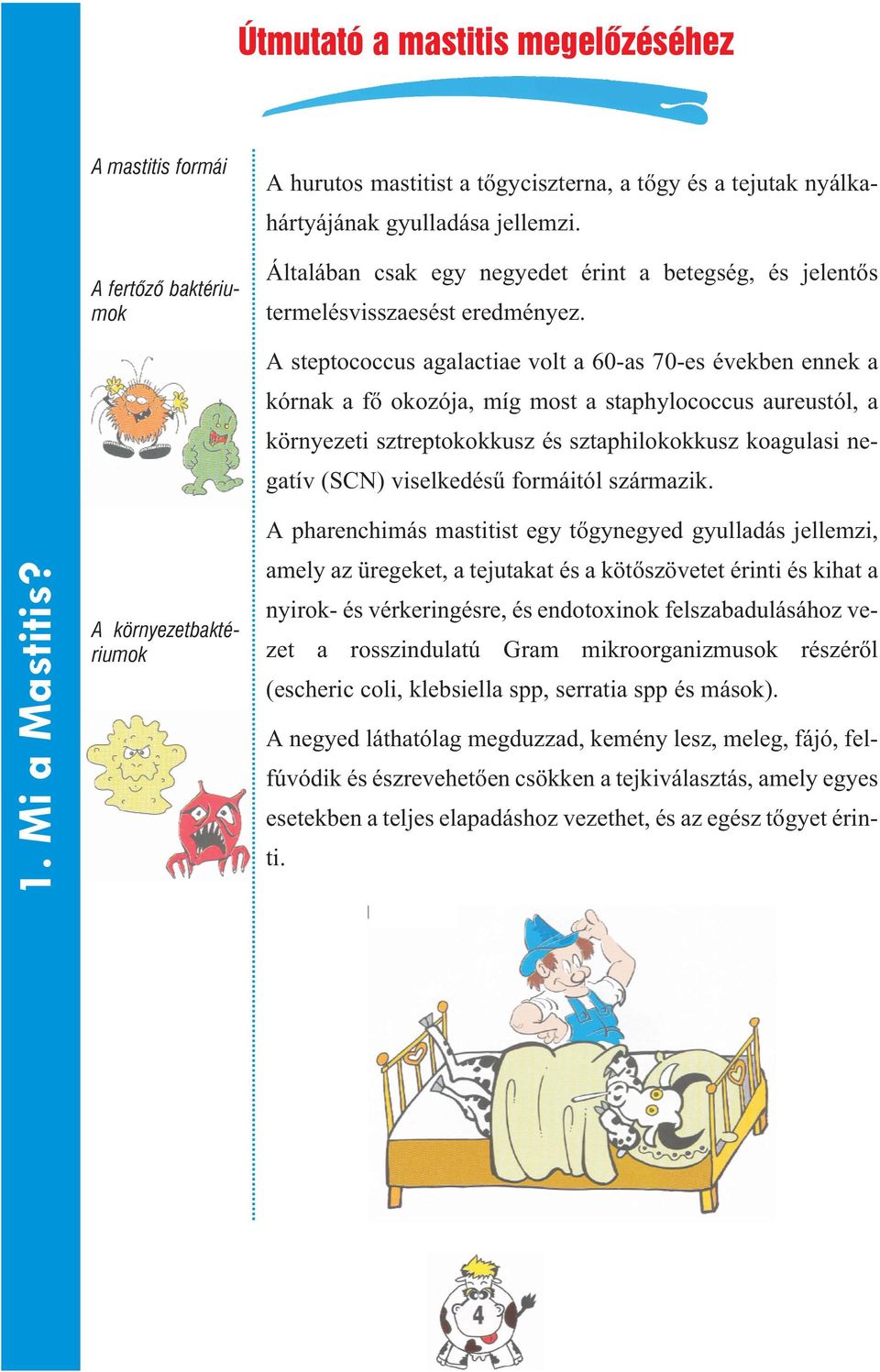 A steptococcus agalactiae volt a 60-as 70-es években ennek a kórnak a fõ okozója, míg most a staphylococcus aureustól, a környezeti sztreptokokkusz és sztaphilokokkusz koagulasi negatív (SCN)