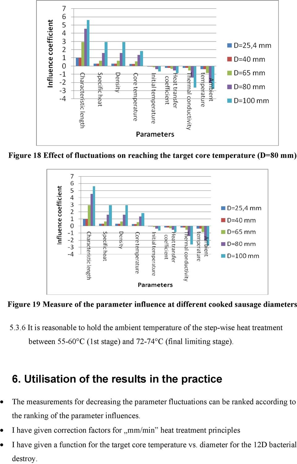 Utilisation of the results in the practice The measurements for decreasing the parameter fluctuations can be ranked according to the ranking of the parameter