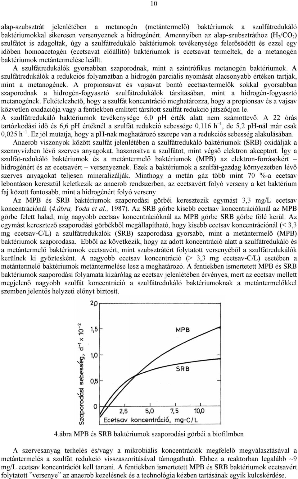 ecetsavat termeltek, de a metanogén baktériumok metántermelése leállt. A szulfátredukálók gyorsabban szaporodnak, mint a szintrófikus metanogén baktériumok.