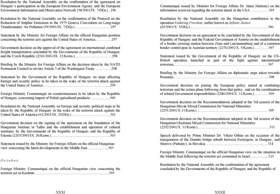 ..296 Resolution by the National Assembly on the confirmation of the Protocol on the Reduction of Sulphur Emissions to the 1979 Geneva Convention on Long-range Transboundary Air Pollution (59/2001/IX.