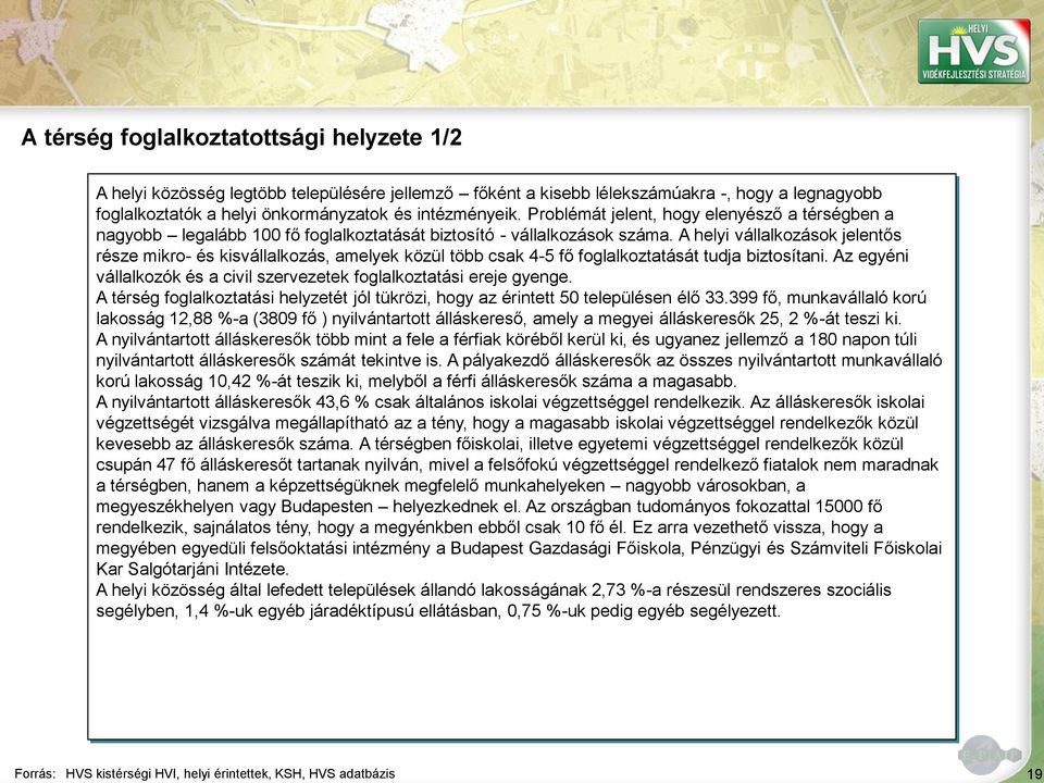 A helyi vállalkozások jelentős része mikro- és kisvállalkozás, amelyek közül több csak 4-5 fő foglalkoztatását tudja biztosítani.