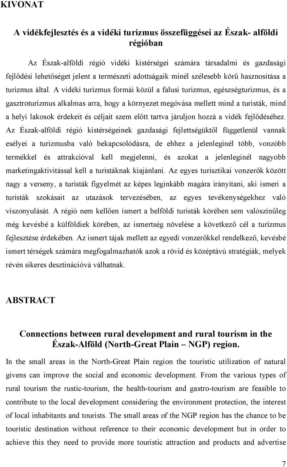 Connections between rural development and rural