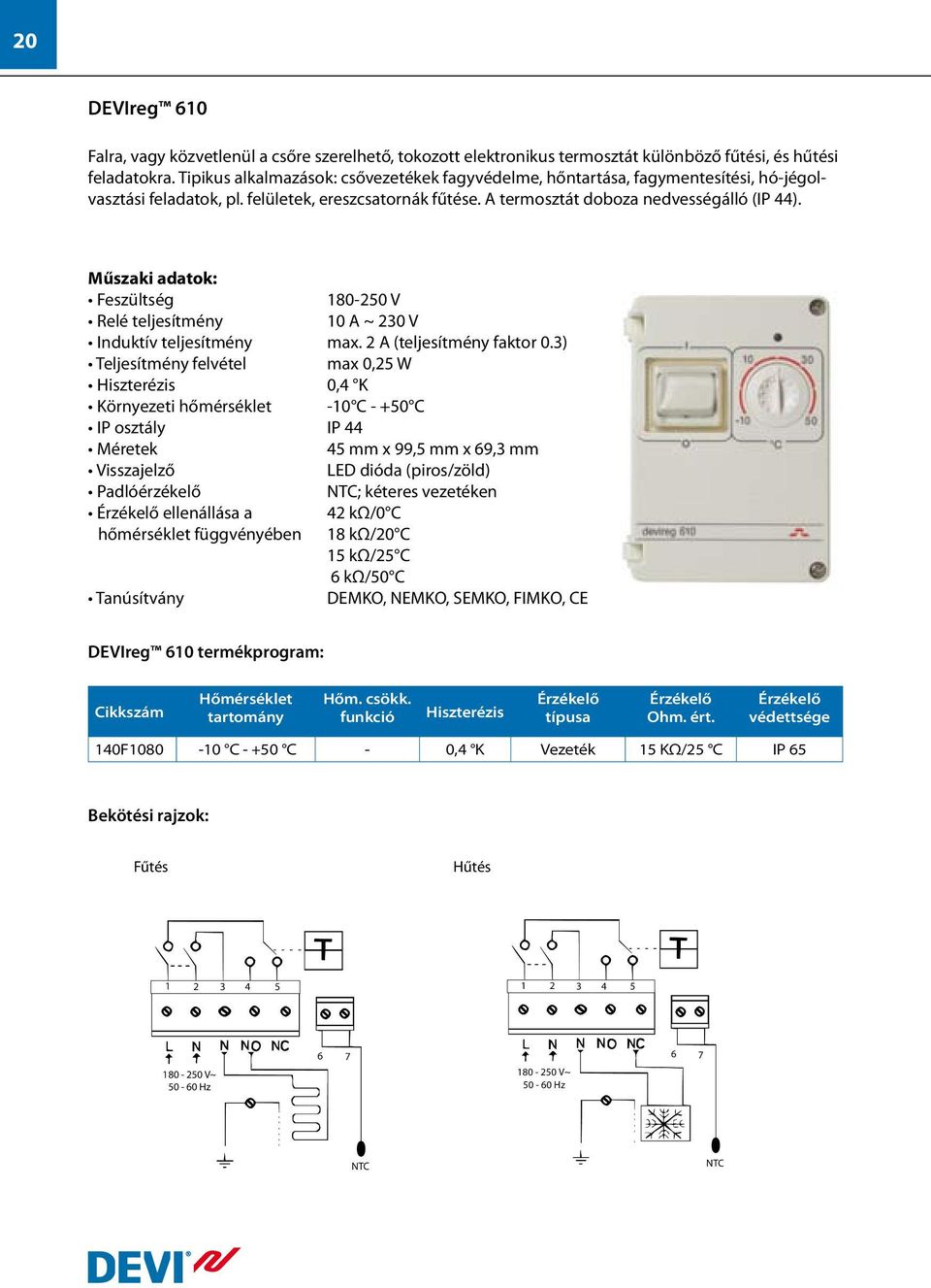 180-250 V Relé teljesítmény 10 A ~ 230 V Induktív teljesítmény max. 2 A (teljesítmény faktor 0.