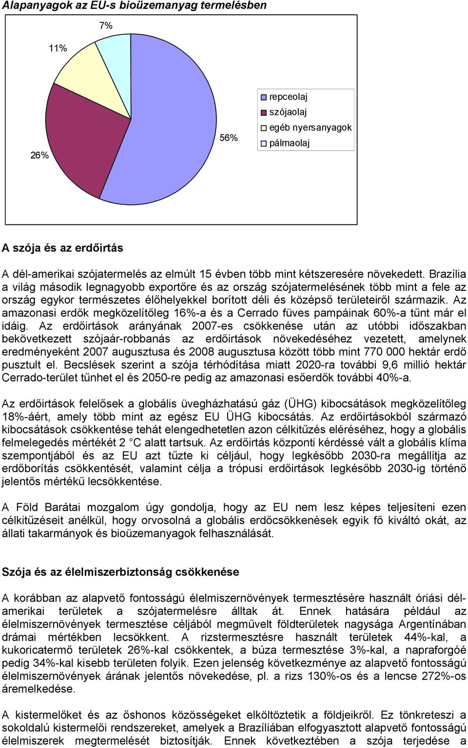 Brazília a világ második legnagyobb exportőre és az ország szójatermelésének több mint a fele az ország egykor természetes élőhelyekkel borított déli és középső területeiről származik.