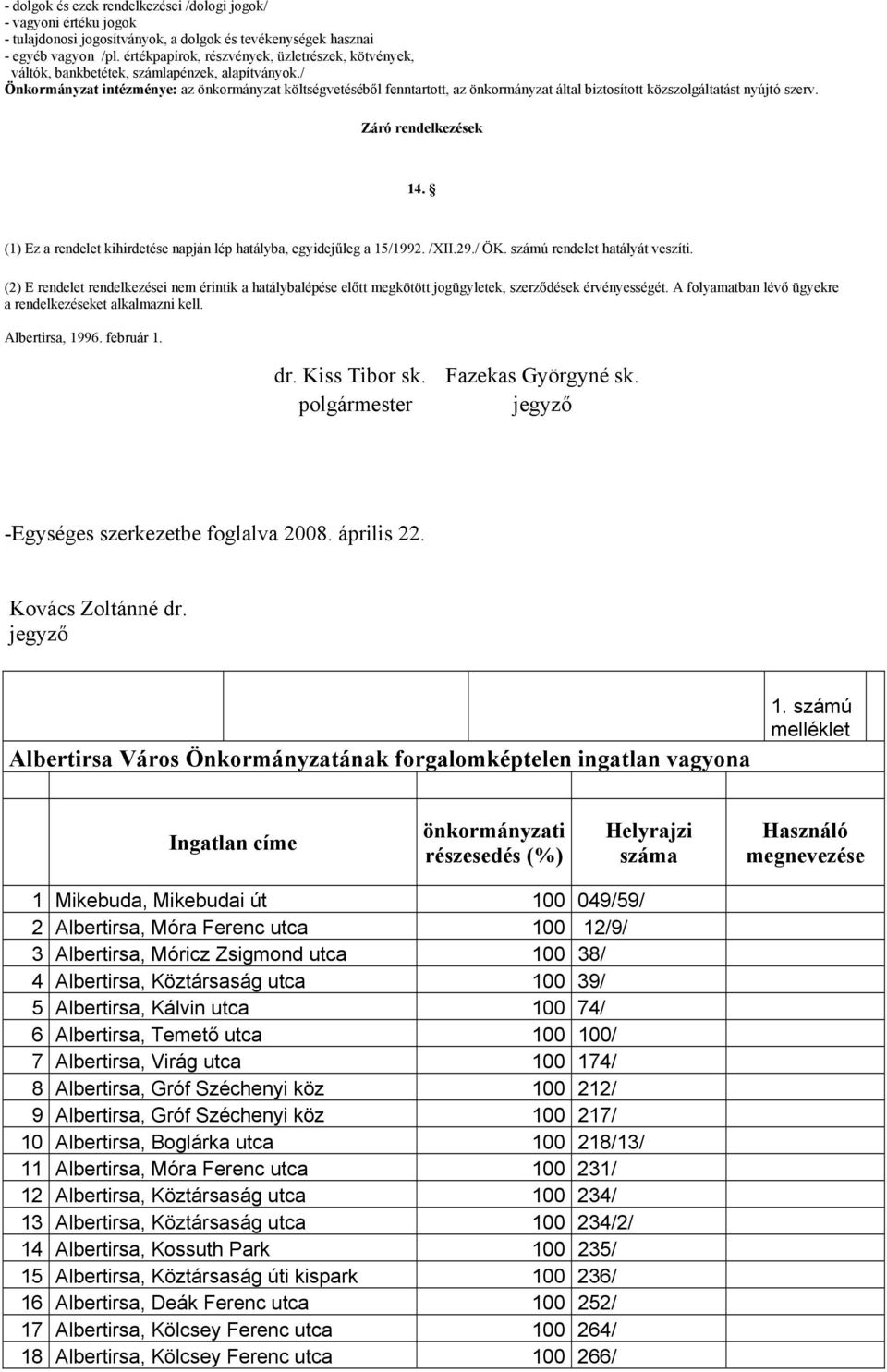 / Önkormányzat intézménye: az önkormányzat költségvetéséből fenntartott, az önkormányzat által biztosított közszolgáltatást nyújtó szerv. Záró rendelkezések 14.