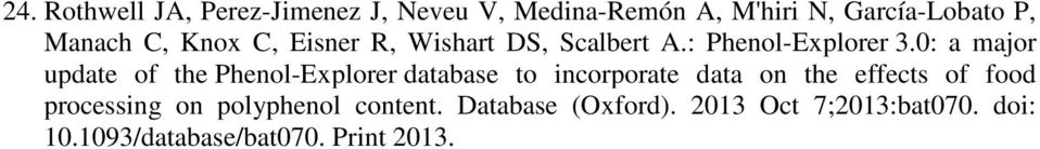 0: a major update of the Phenol-Explorer database to incorporate data on the effects of