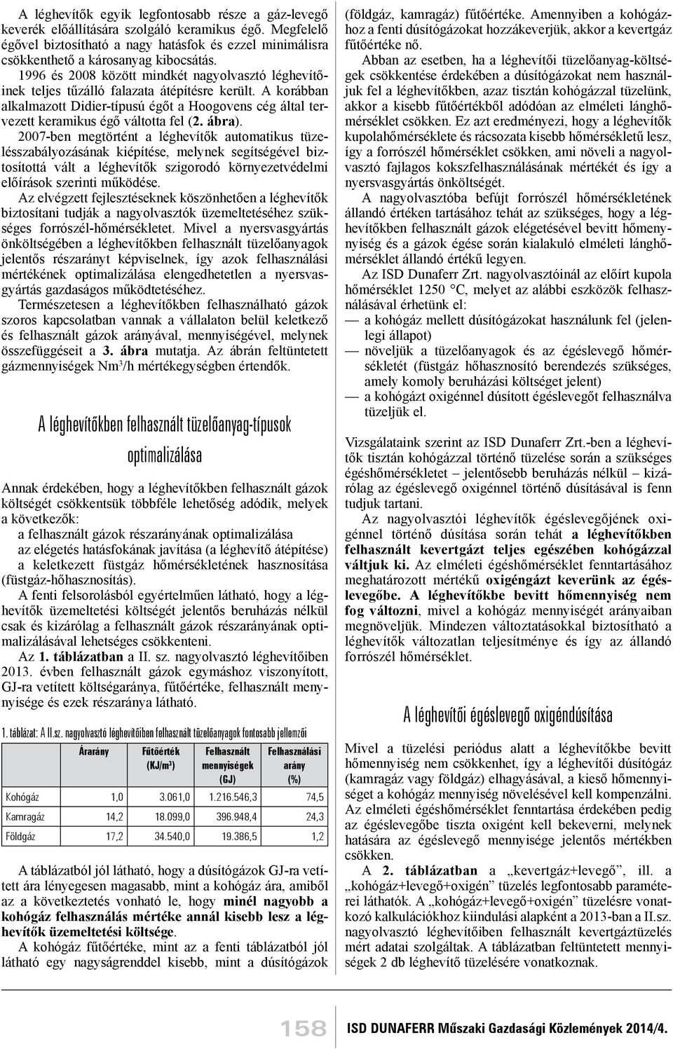 1996 és 2008 között mindkét nagyolvasztó léghevítőinek teljes tűzálló falazata átépítésre került.