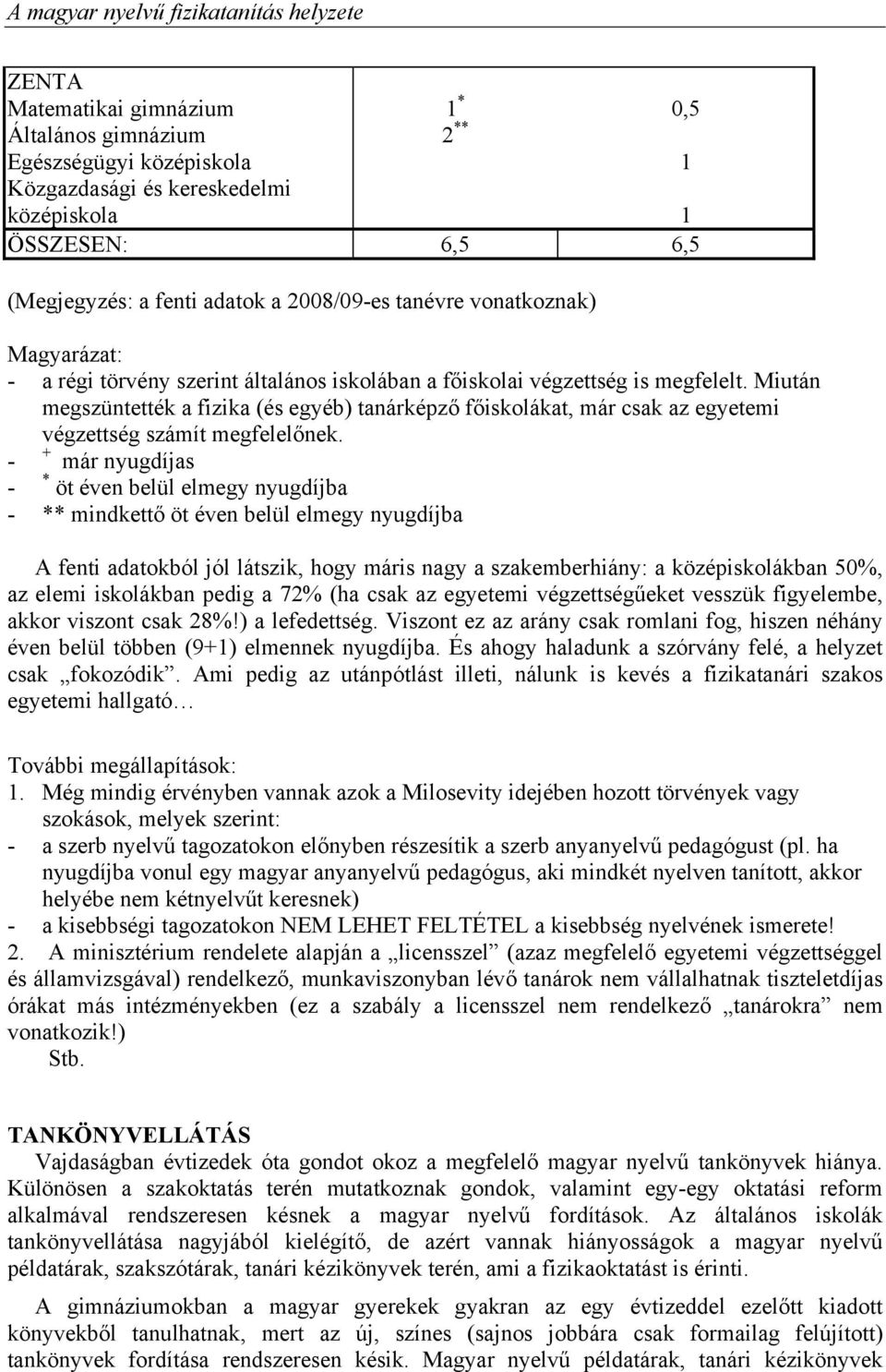 Miután megszüntették a fizika (és egyéb) tanárképző főiskolákat, már csak az egyetemi végzettség számít megfelelőnek.