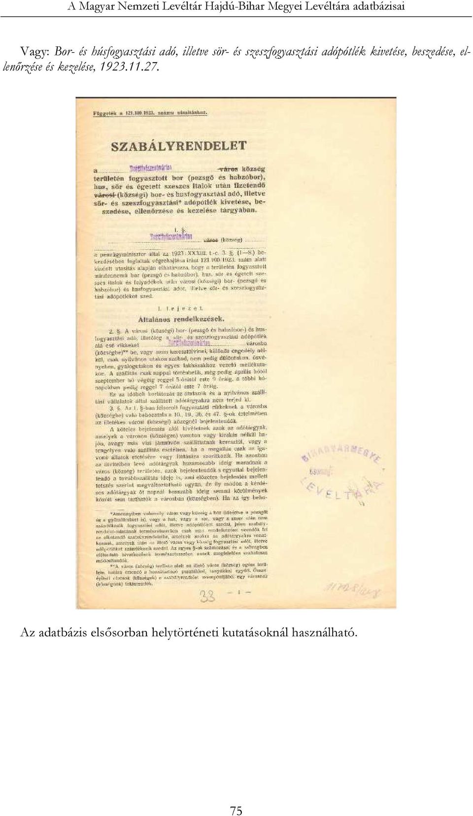 adópótlék kivetése, beszedése, ellenőrzése és kezelése, 1923.11.27.
