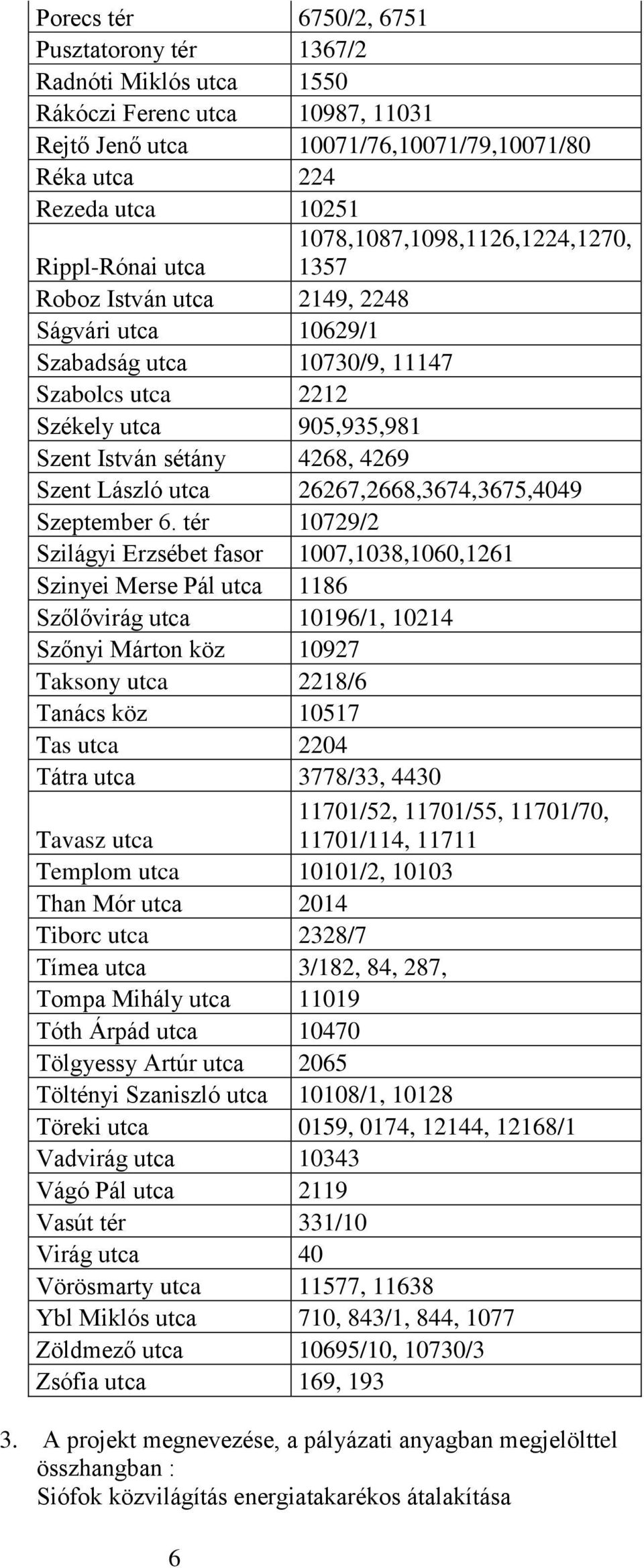 4268, 4269 Szent László utca 26267,2668,3674,3675,4049 Szeptember 6.