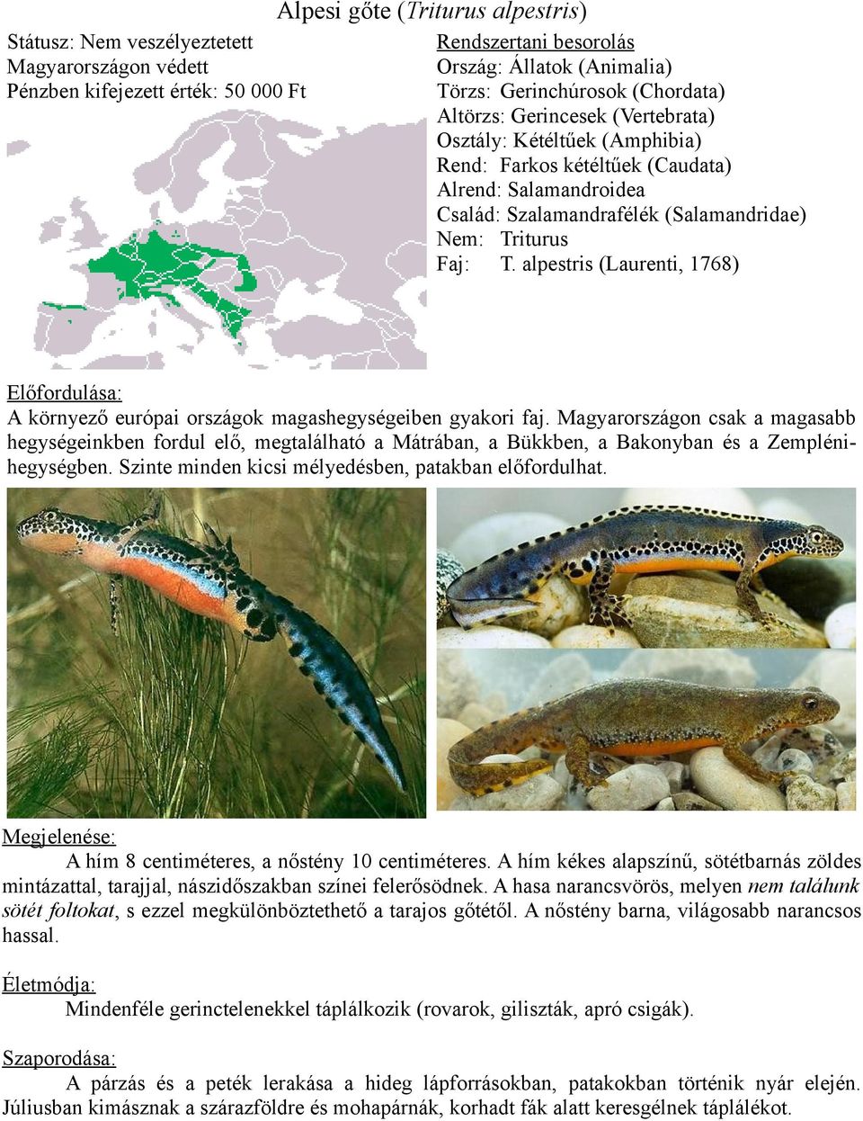 Magyarországon csak a magasabb hegységeinkben fordul elő, megtalálható a Mátrában, a Bükkben, a Bakonyban és a Zemplénihegységben. Szinte minden kicsi mélyedésben, patakban előfordulhat.