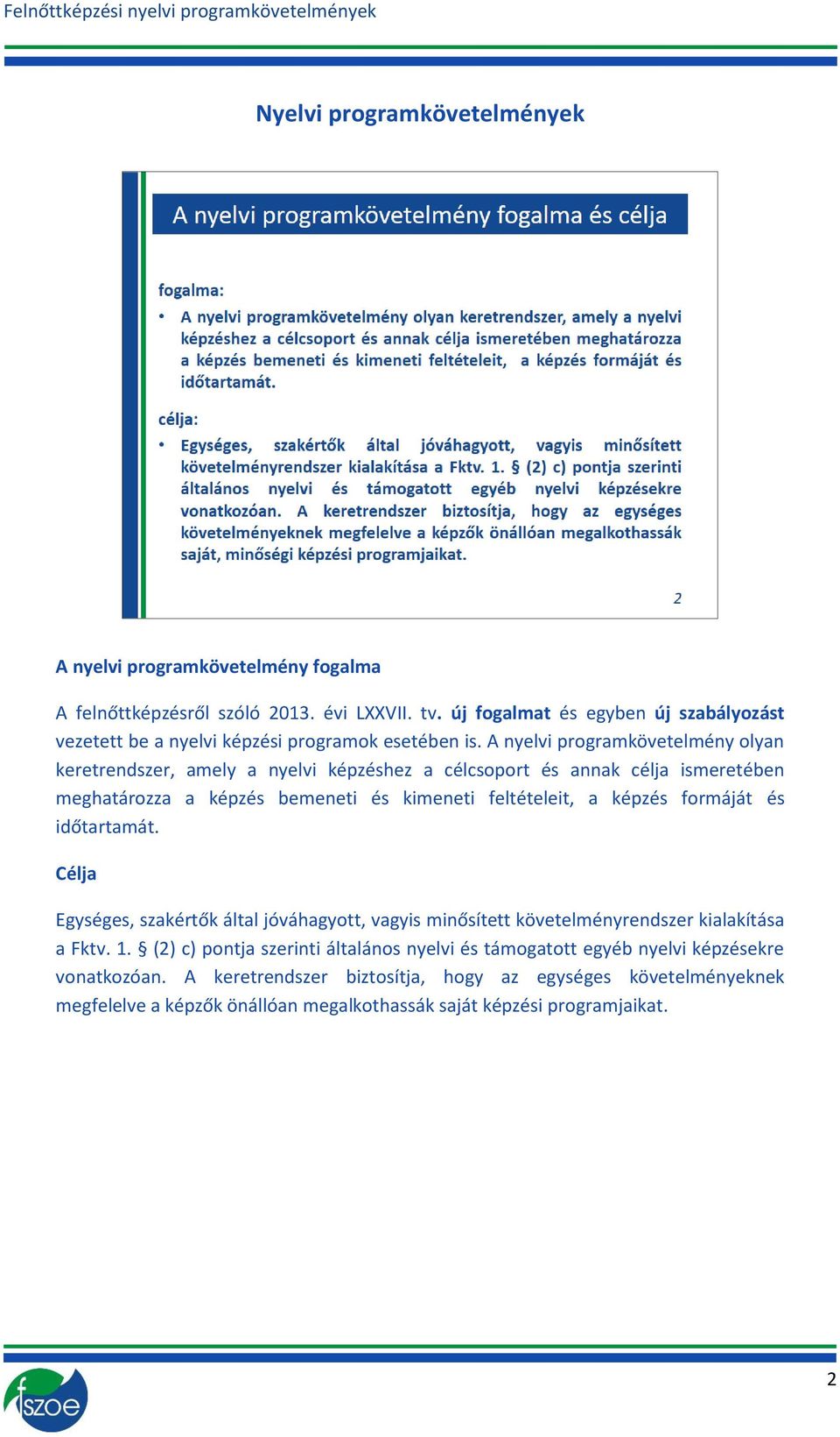 A nyelvi programkövetelmény olyan keretrendszer, amely a nyelvi képzéshez a célcsoport és annak célja ismeretében meghatározza a képzés bemeneti és kimeneti feltételeit, a képzés