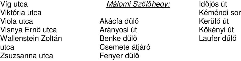 Arányosi út Benke dűlő Csemete átjáró Fenyer