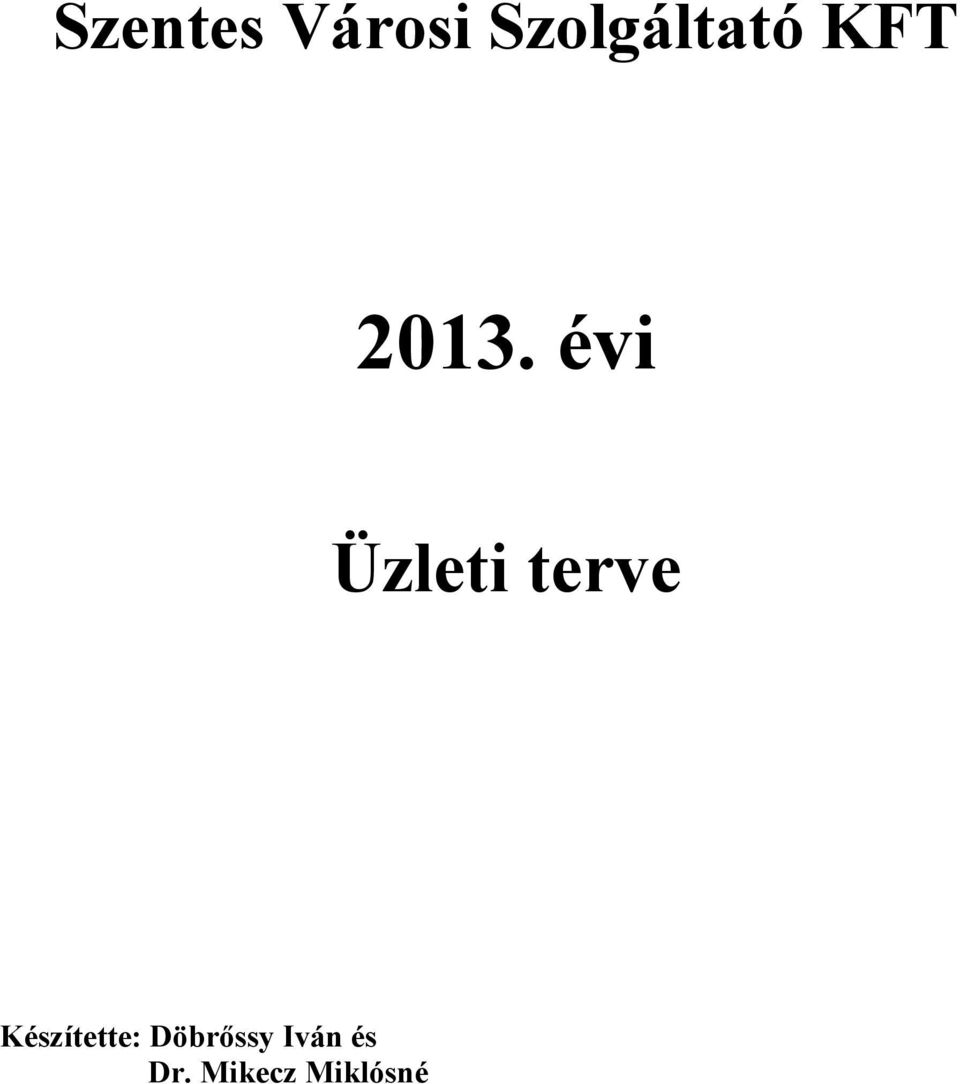 évi Üzleti terve