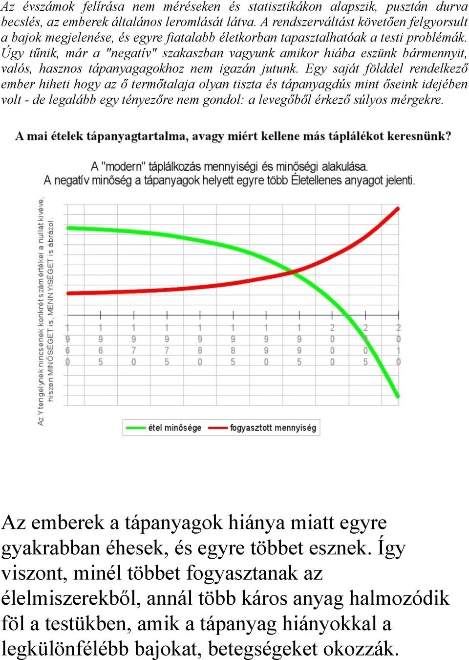 Úgy tűnik, már a "negatív" szakaszban vagyunk amikor hiába eszünk bármennyit, valós, hasznos tápanyagagokhoz nem igazán jutunk.