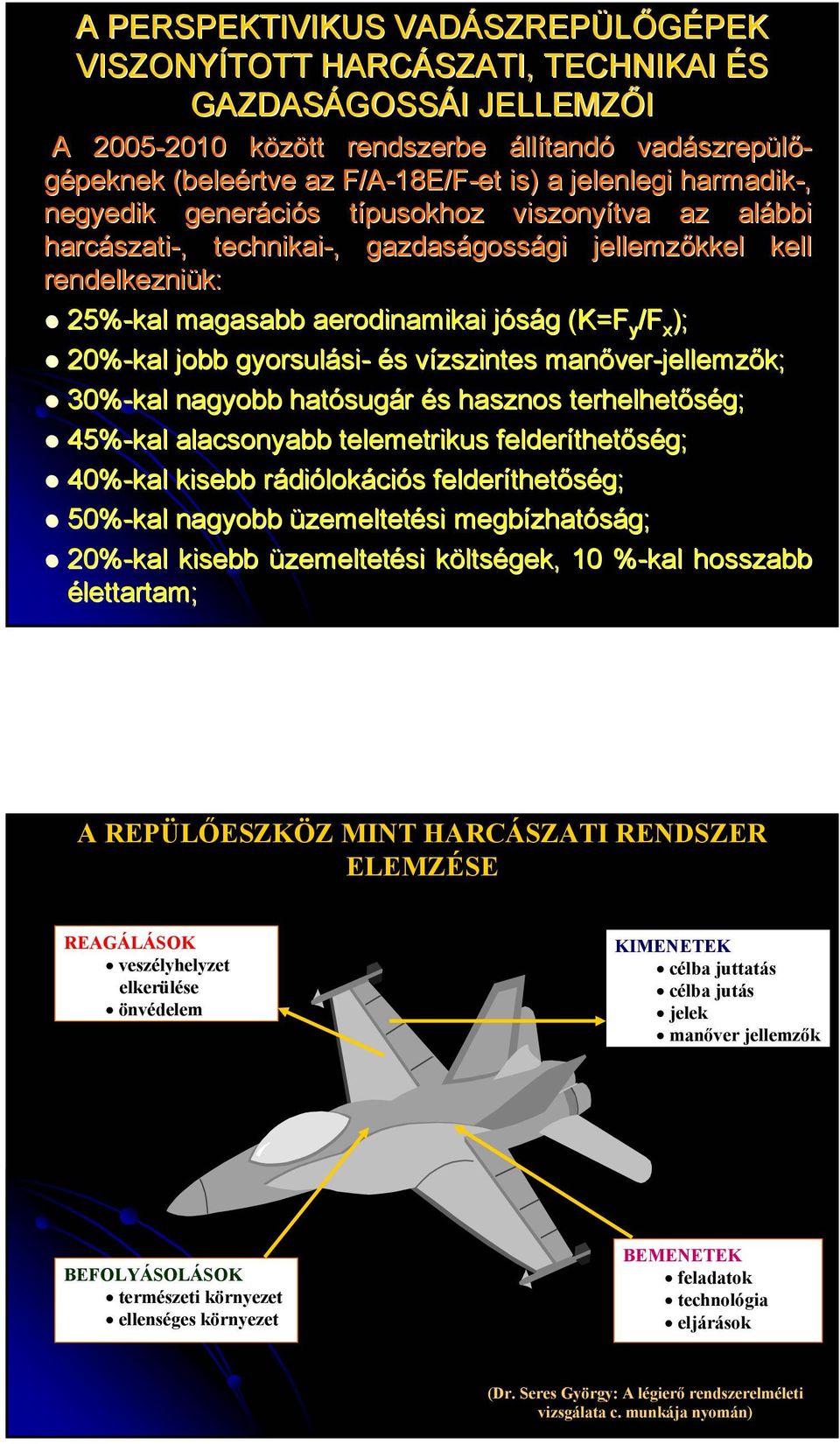 ); 0%-kal jobb gyorsulási- és vízszintes manőver-jellemzők; 30%-kal nagyobb hatósugár és hasznos terhelhetőség; 45%-kal alacsonyabb telemetrikus felderíthetőség; 40%-kal kisebb rádiólokációs