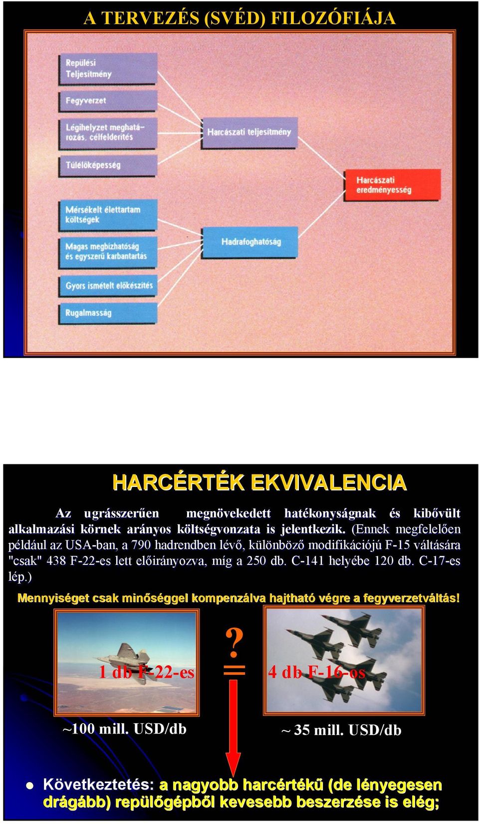 (Ennek megfelelően például az USA-ban, a 70 hadrendben lévő, különböző modifikációjú F-15 F váltására "csak" 438 F-F -es lett előirányozva, míg a 50