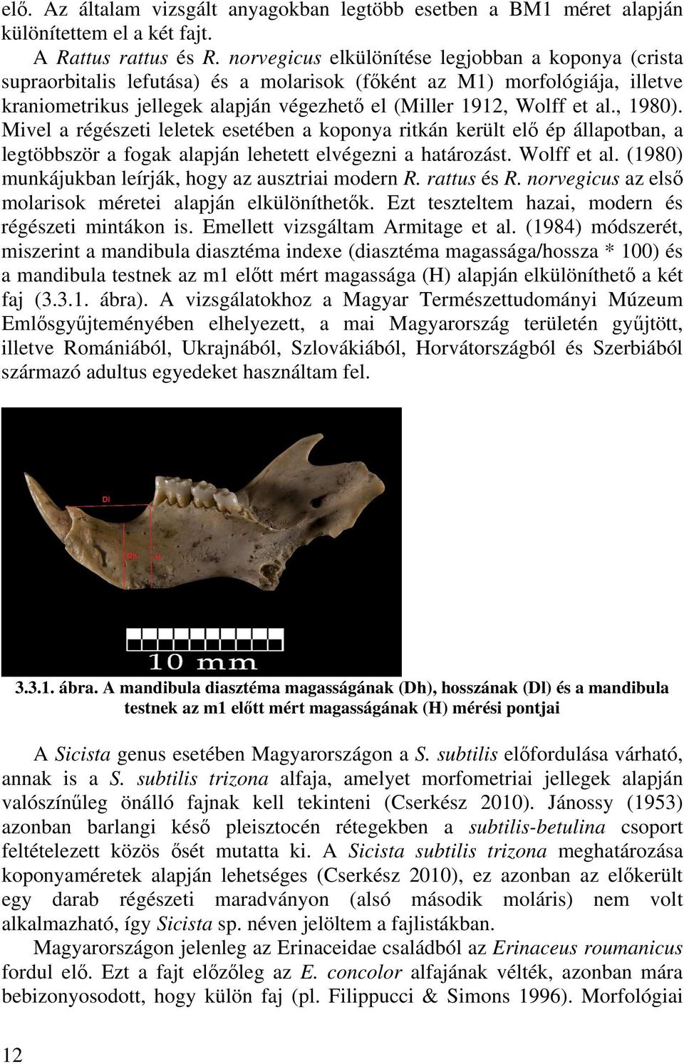 , 1980). Mivel a régészeti leletek esetében a koponya ritkán került elő ép állapotban, a legtöbbször a fogak alapján lehetett elvégezni a határozást. Wolff et al.