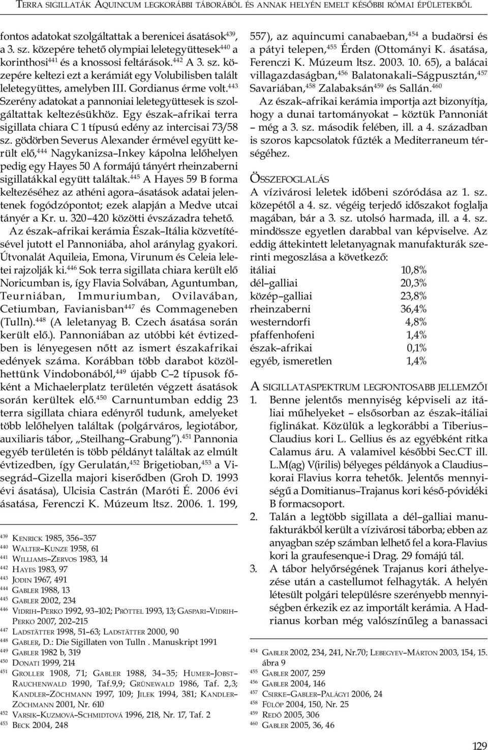 Gordianus érme volt. 443 Szerény adatokat a pannoniai leletegyüttesek is szolgáltattak keltezésükhöz. Egy észak afrikai terra sigillata chiara C 1 típusú edény az intercisai 73/58 sz.