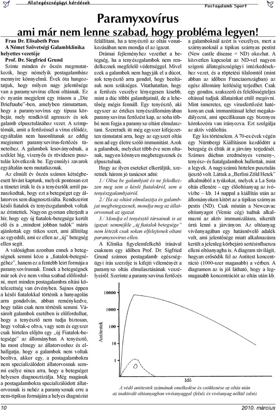 Ez év nyarán megjelent egy írásom a Die Brieftaube -ben, amelyben rámutattam, hogy a paramyxovírus egy típusa körbejár, mely rendkívül agresszív és sok galamb elpusztulásához vezet.