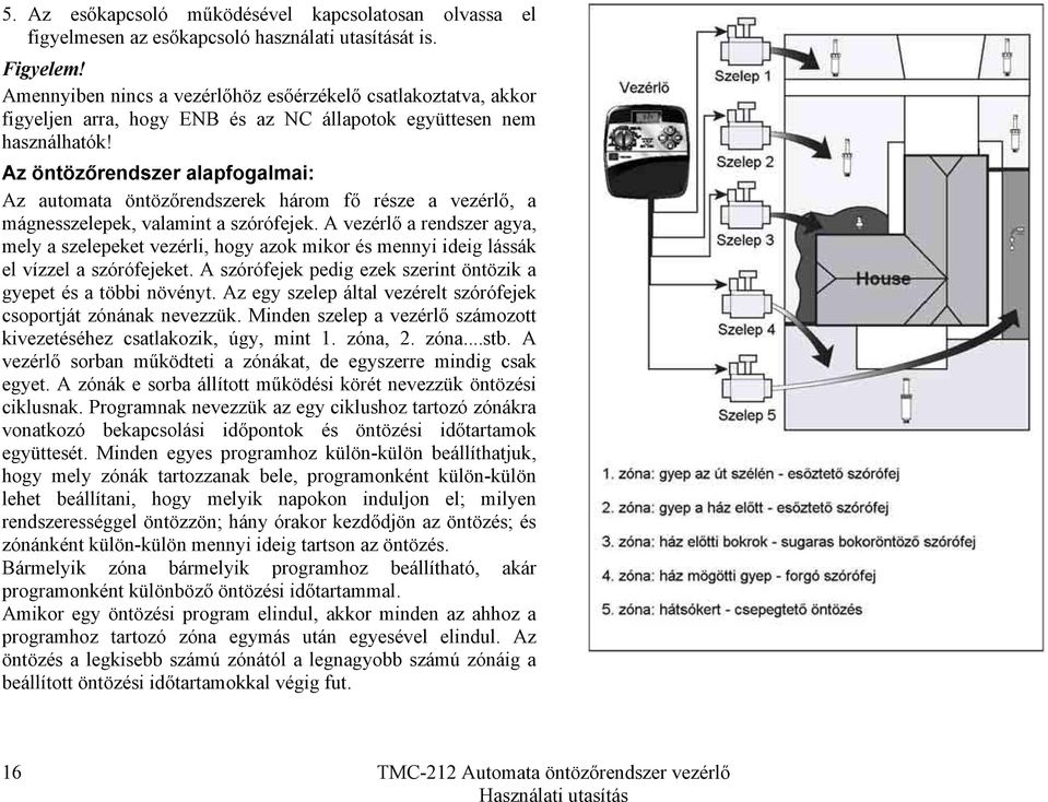 Az öntözőrendszer alapfogalmai: Az automata öntözőrendszerek három fő része a vezérlő, a mágnesszelepek, valamint a szórófejek.