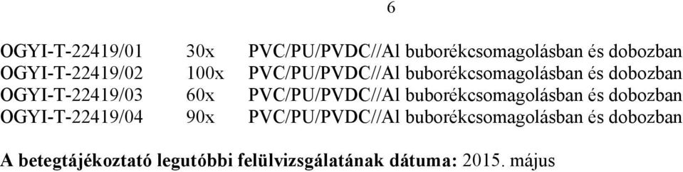 PVC/PU/PVDC//Al buborékcsomagolásban és dobozban OGYI-T-22419/04 90x PVC/PU/PVDC//Al