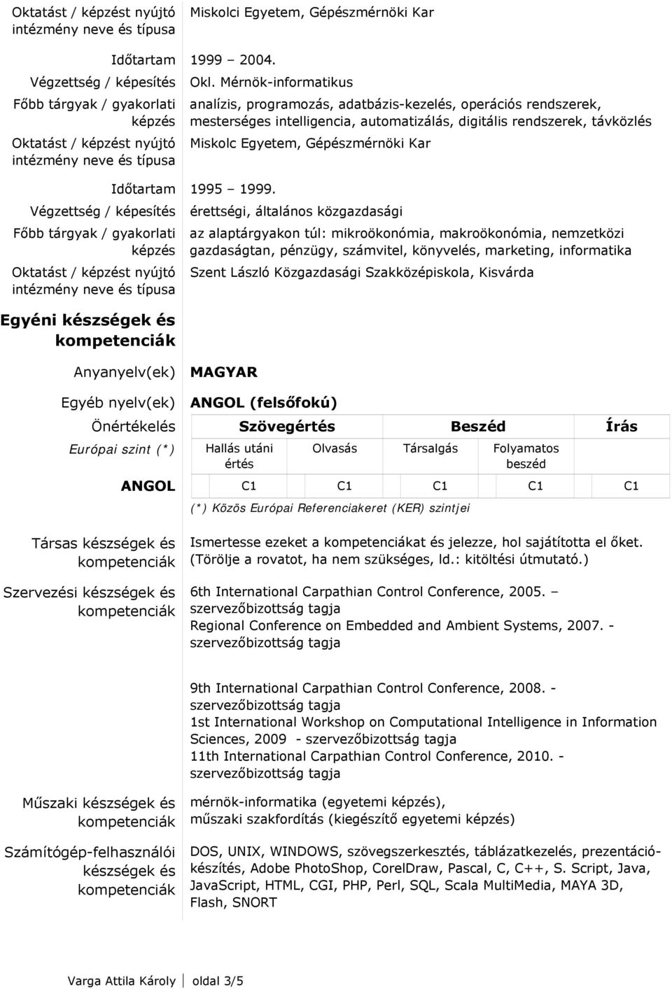 Időtartam 1995 1999.