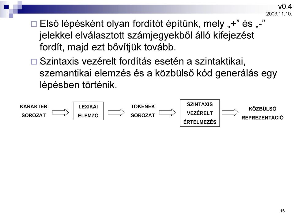 Szintaxis vezérelt fordítás esetén a szintaktikai, szemantikai elemzés és a közbülső kód