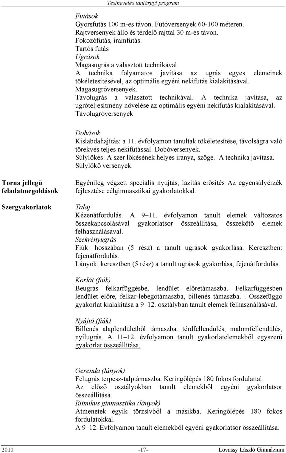 A technika javítása, az ugróteljesítmény növelése az optimális egyéni nekifutás kialakításával. Távolugróversenyek Dobások Kislabdahajítás: a 11.