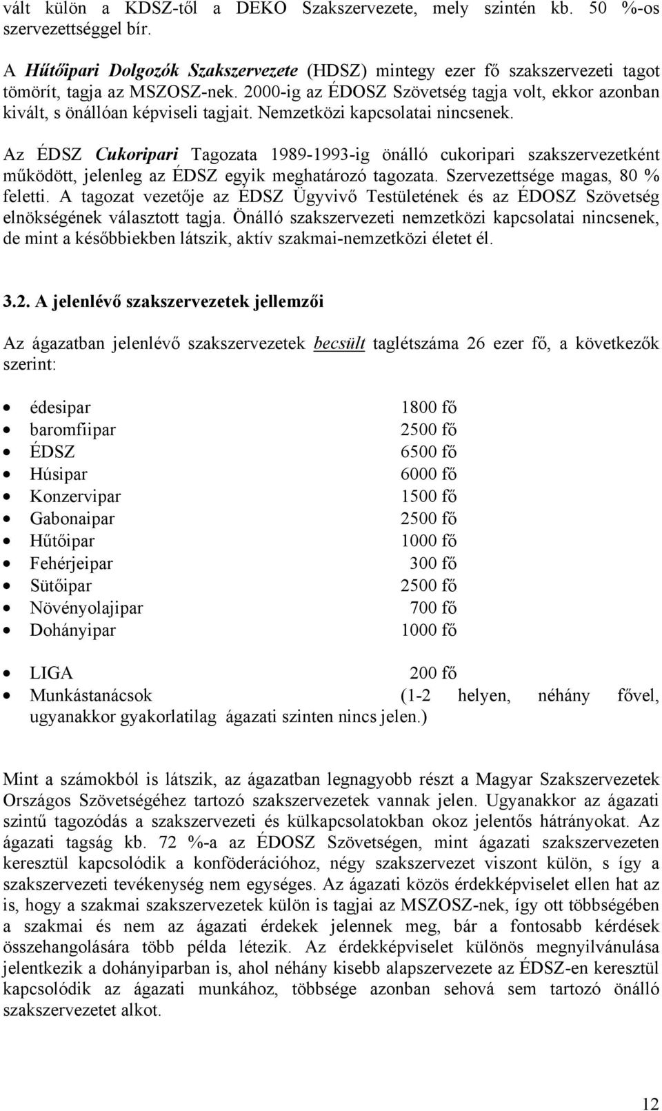 Nemzetközi kapcsolatai nincsenek. Az ÉDSZ Cukoripari Tagozata 1989-1993-ig önálló cukoripari szakszervezetként működött, jelenleg az ÉDSZ egyik meghatározó tagozata.