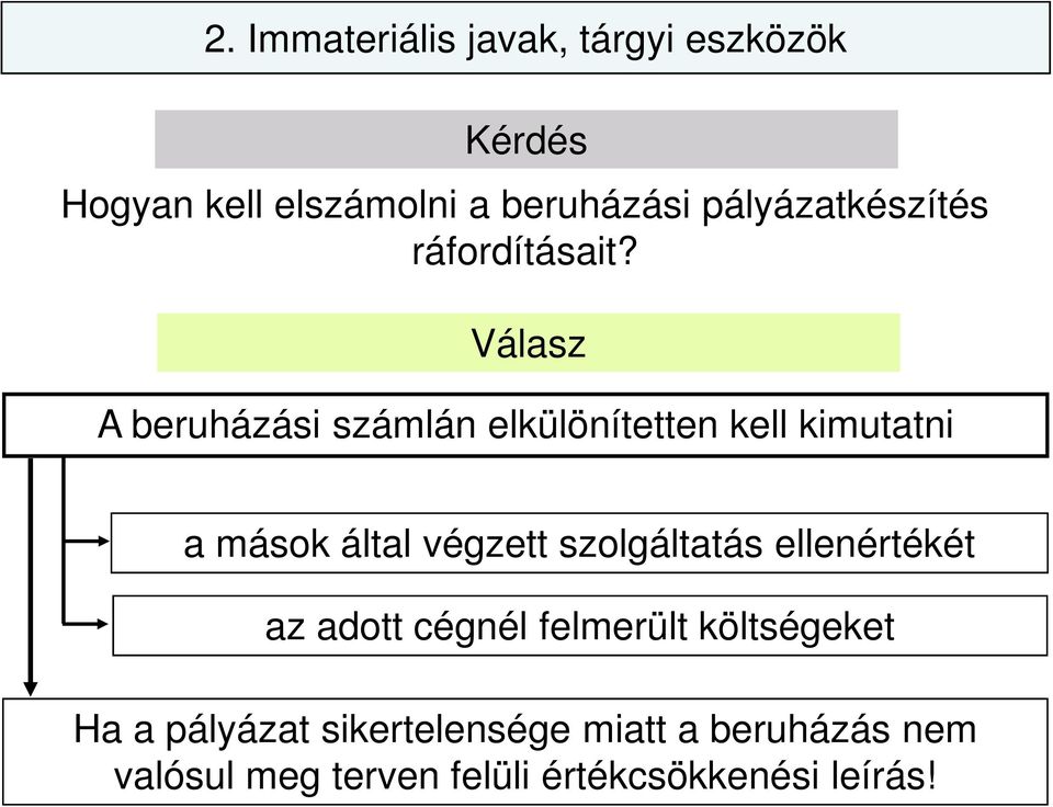 Válasz A beruházási számlán elkülönítetten kell kimutatni a mások által végzett