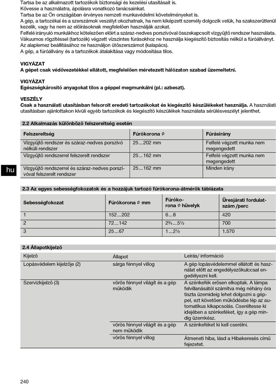 A gép, a tartozékai és a szerszámok veszélyt okozhatnak, ha nem kiképzett személy dolgozik velük, ha szakszerűtlenül kezelik, vagy ha nem az előírásoknak megfelelően használják azokat.