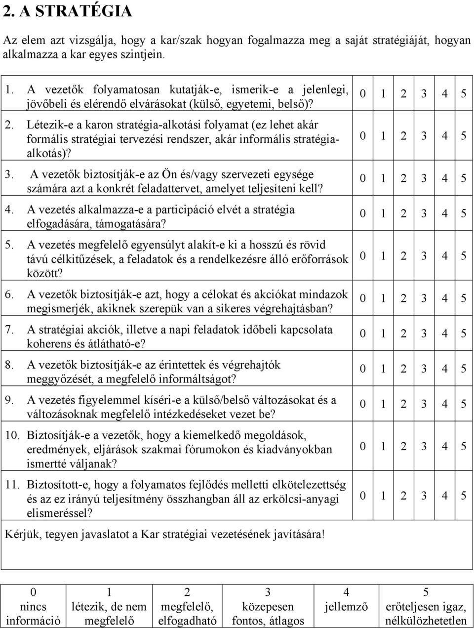 Létezik-e a karon stratégia-alkotási folyamat (ez lehet akár formális stratégiai tervezési rendszer, akár informális stratégiaalkotás)? 3.