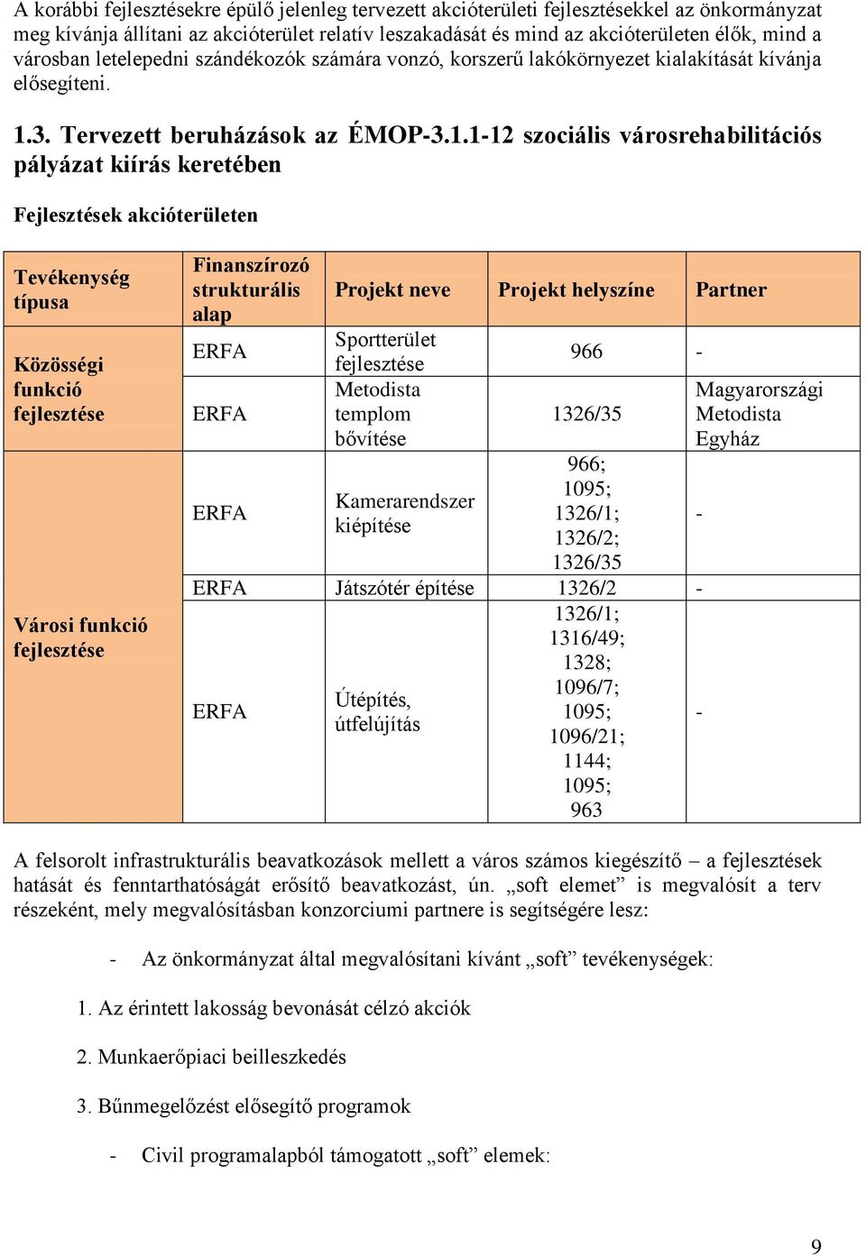 3. Tervezett beruházások az ÉMOP-3.1.