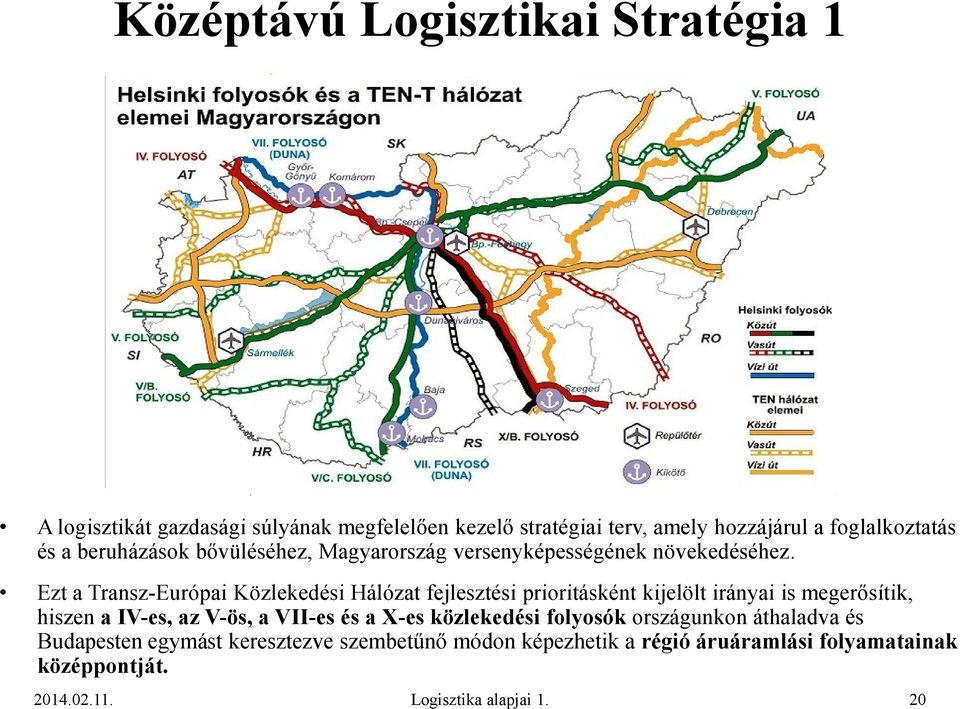 Ezt a Transz-Európai Közlekedési Hálózat fejlesztési prioritásként kijelölt irányai is megerősítik, hiszen a IV-es, az V-ös, a VII-es és