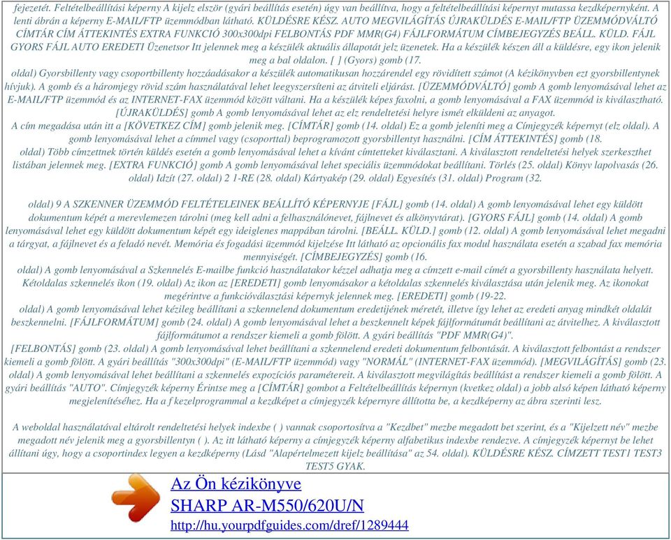 AUTO MEGVILÁGÍTÁS ÚJRAKÜLDÉS E-MAIL/FTP ÜZEMMÓDVÁLTÓ CÍMTÁR CÍM ÁTTEKINTÉS EXTRA FUNKCIÓ 300x300dpi FELBONTÁS PDF MMR(G4) FÁJLFORMÁTUM CÍMBEJEGYZÉS BEÁLL. KÜLD.