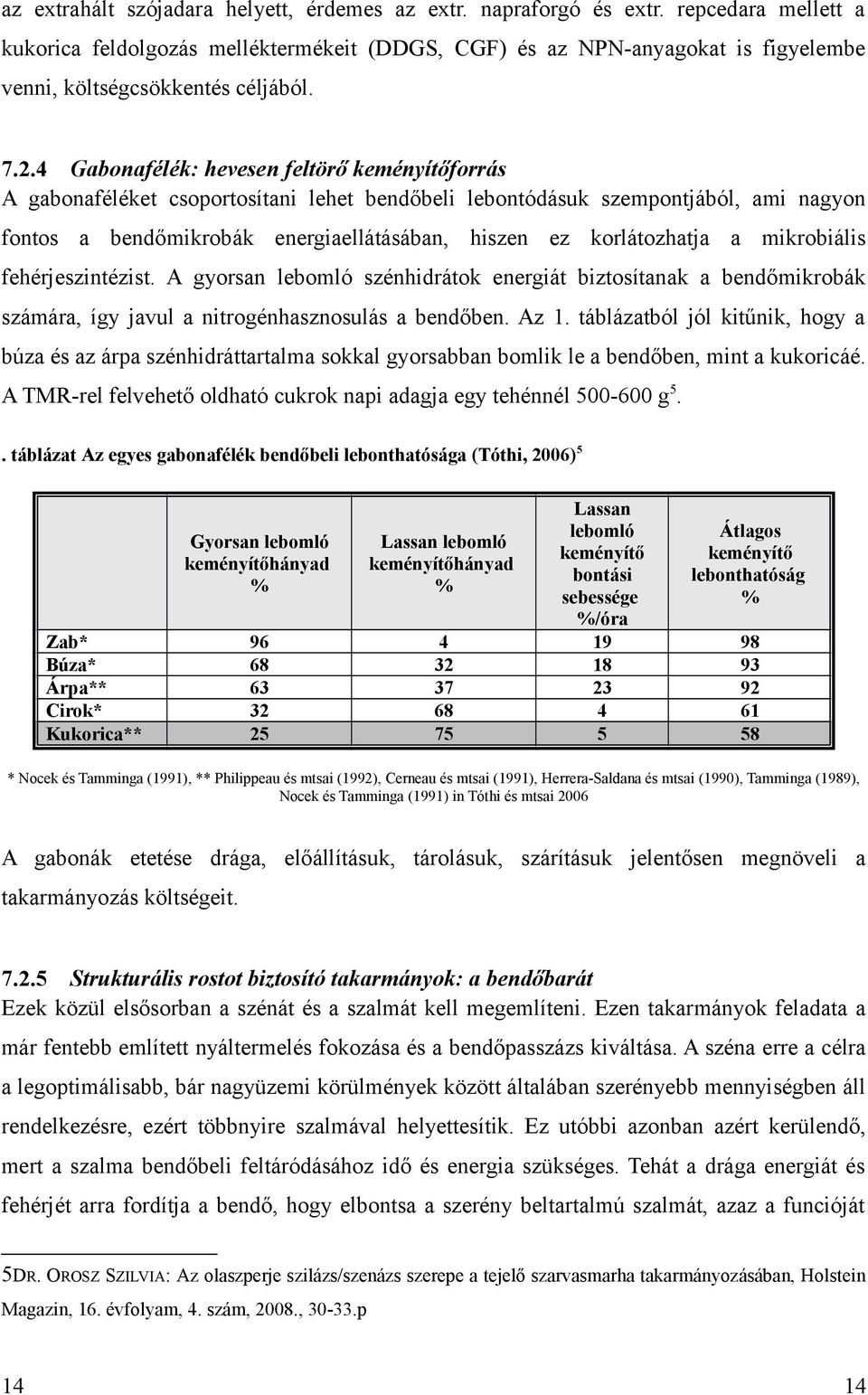 4 Gabonafélék: hevesen feltörő keményítőforrás A gabonaféléket csoportosítani lehet bendőbeli lebontódásuk szempontjából, ami nagyon fontos a bendőmikrobák energiaellátásában, hiszen ez korlátozhatja